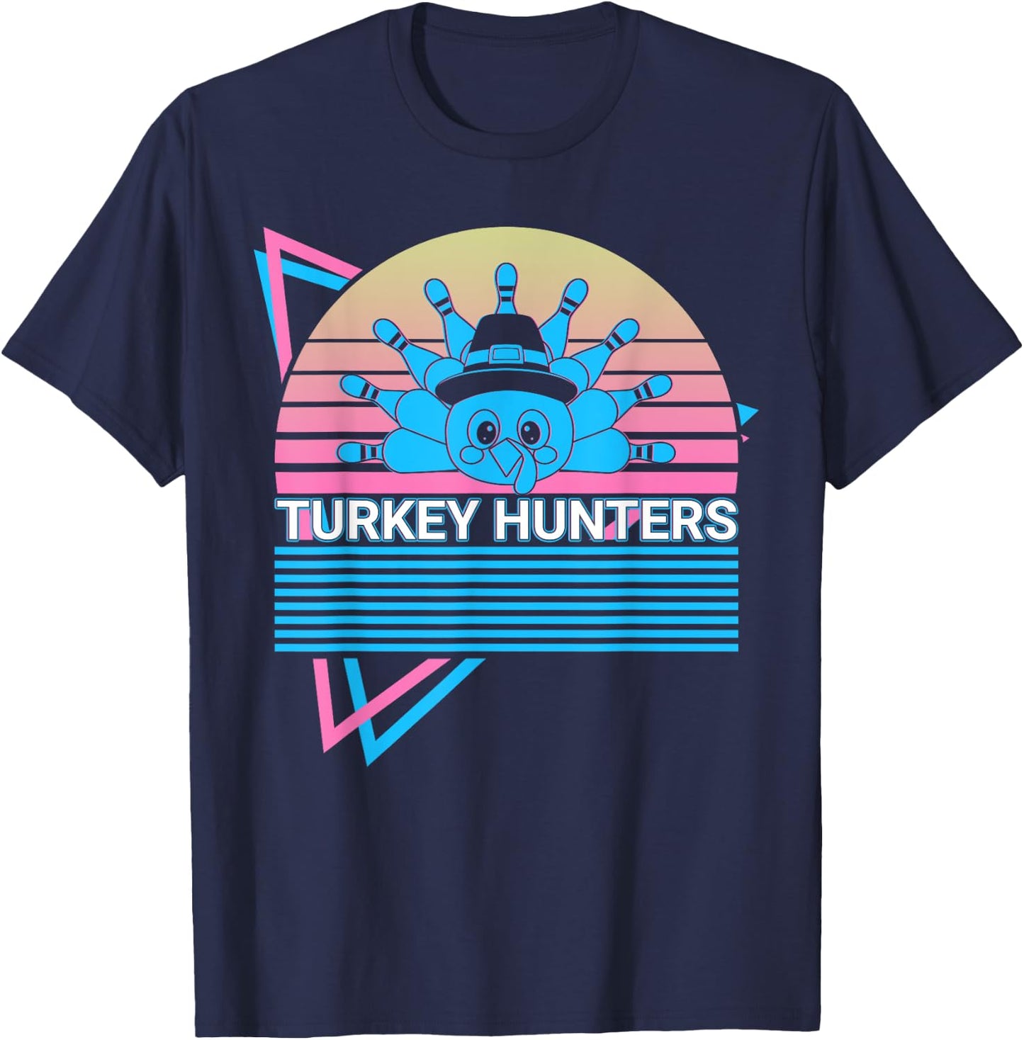 Funny Bowling Bowler Retro Turkey Hunters T-Shirt - T-Shirt | Navy