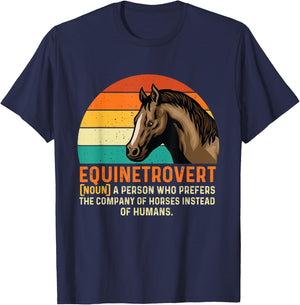 Equinetrovert - Horses Animal Horse Lover Horseback Riding T-Shirt - T-Shirt | Navy