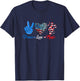 Peace Love Music Us Flag 4Th Of July Music Teacher Patriotic T-Shirt - T-Shirt | Navy