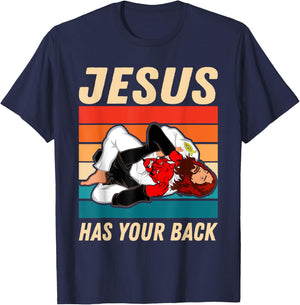 Jiu Jitsu Shirt Jesus Has Your Back BJJ MMA Jujitsu T-Shirt - T-Shirt | Navy
