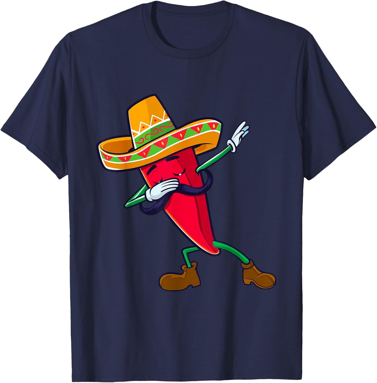 Funny Dabbing Chili Mexican Pepper Dab T-Shirt - T-Shirt | Navy