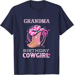 Grandma of the Birthday Cowgirl Rodeo Cow Girl Kids Bday T-Shirt - T-Shirt | Navy