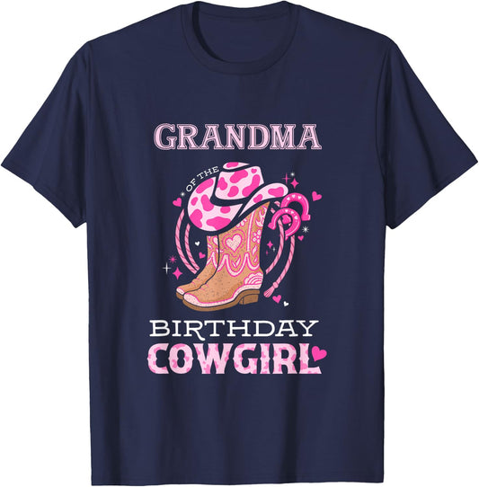 Grandma of the Birthday Cowgirl Rodeo Cow Girl Kids Bday T-Shirt - T-Shirt | Navy