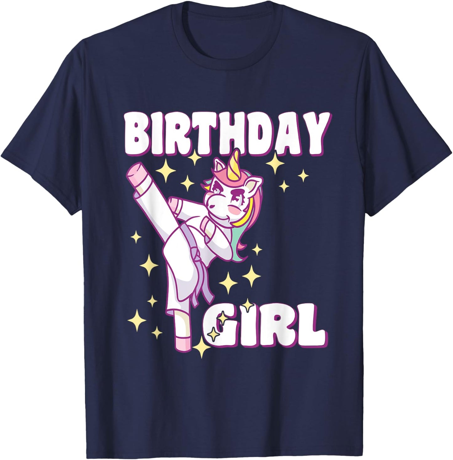Birthday Karate Unicorn Girl T-Shirt - T-Shirt | Navy