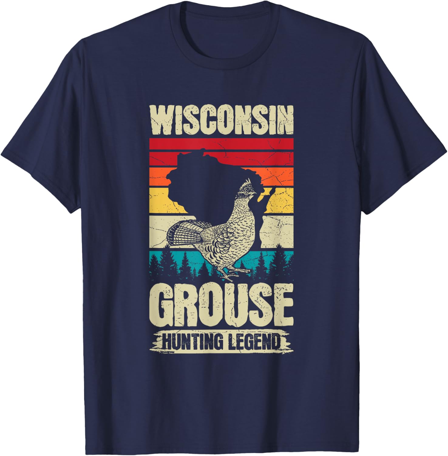 Wisconsin Grouse Hunting Design for a Ruffed Grouse expert T-Shirt - T-Shirt | Navy