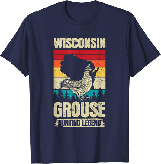 Wisconsin Grouse Hunting Design for a Ruffed Grouse expert T-Shirt - T-Shirt | Navy