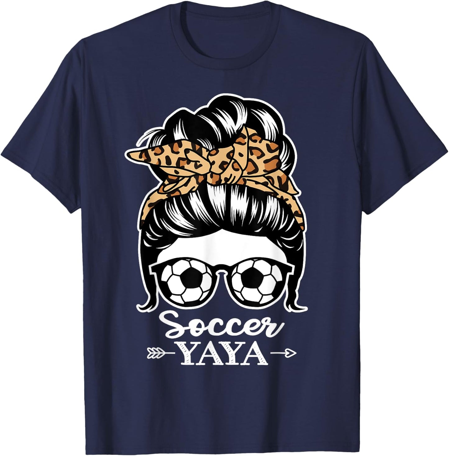 Soccer Yaya Messy Bun Hair Funny Soccer Player Yaya T-Shirt - T-Shirt | Navy