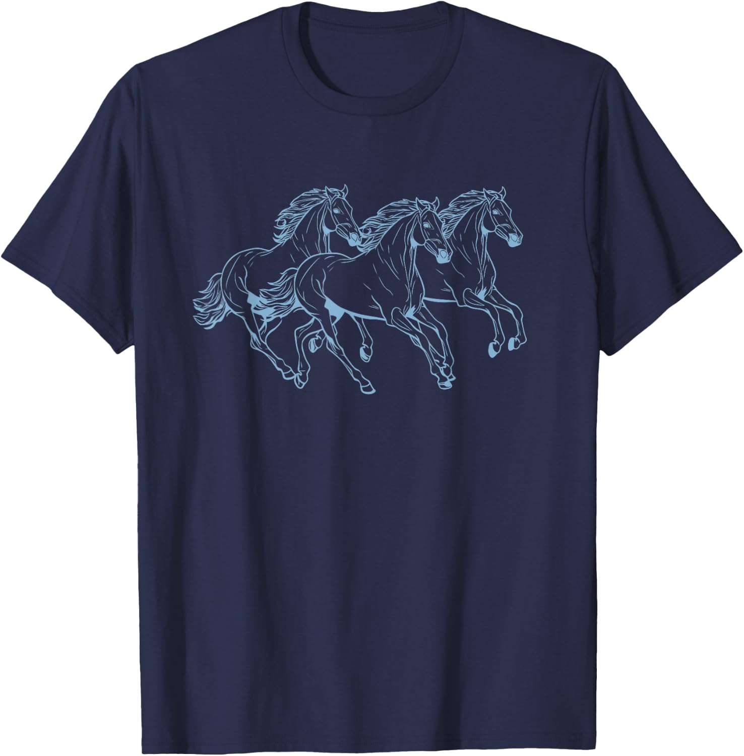 Majestic Horses Running T-Shirt - T-Shirt | Navy