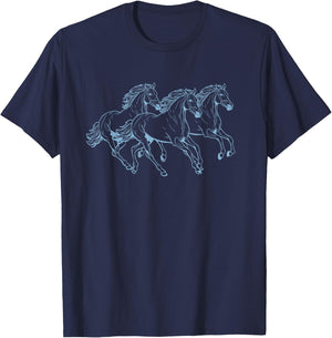 Majestic Horses Running T-Shirt - T-Shirt | Navy
