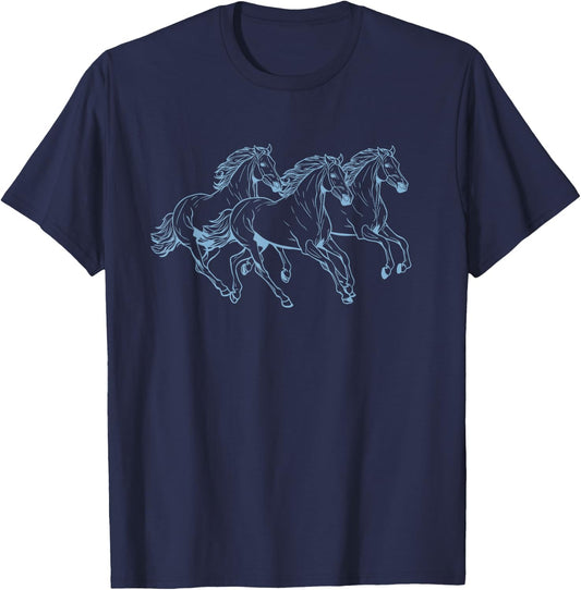 Majestic Horses Running T-Shirt - T-Shirt | Navy