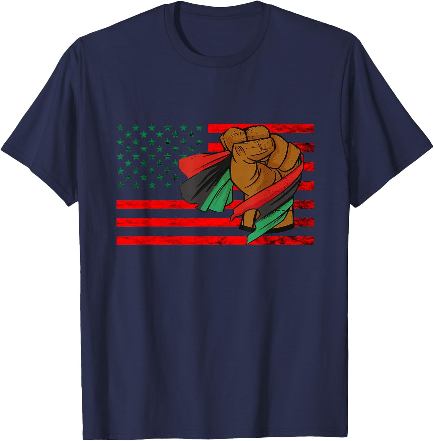 Black Liberation Flag Afro-American Pan African UNIA Flag T-Shirt - T-Shirt | Navy