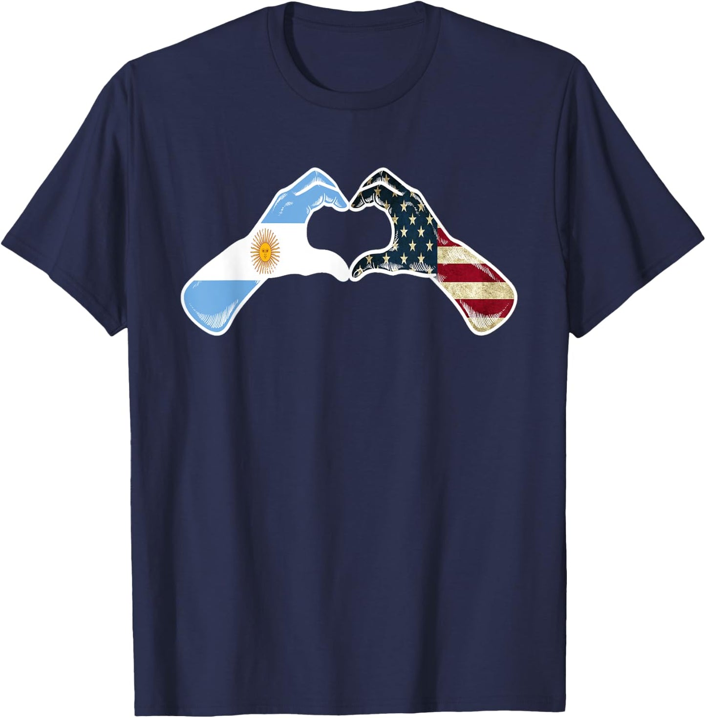 Argentine American USA Flag - USA Argentinian Heart T-Shirt - T-Shirt | Navy