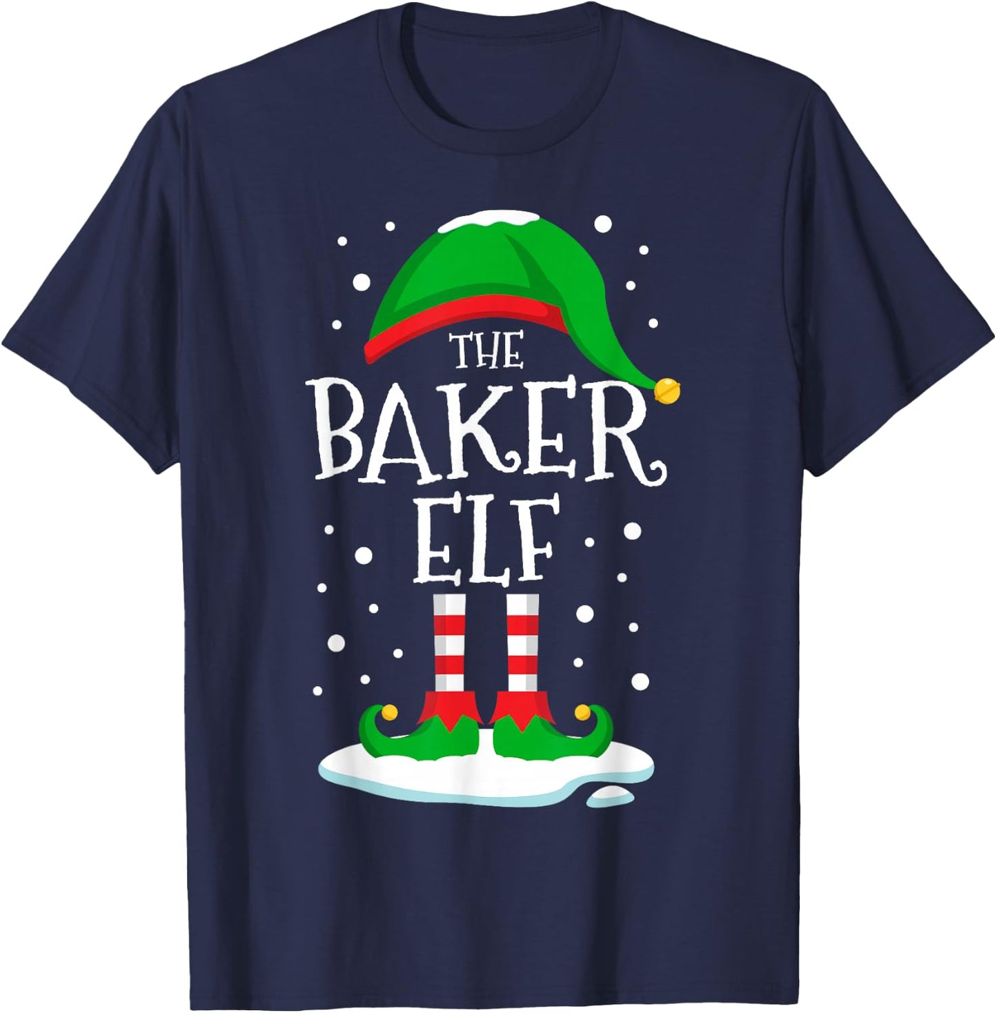 The Baker Elf Christmas Family Matching Xmas Baking Funny T-Shirt - T-Shirt | Navy