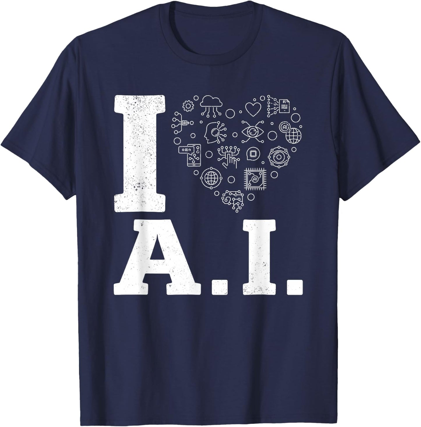 I Love Ai - Artificial Intelligence Machine Learning T-Shirt - T-Shirt | Navy