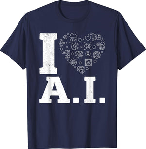 I Love Ai - Artificial Intelligence Machine Learning T-Shirt - T-Shirt | Navy