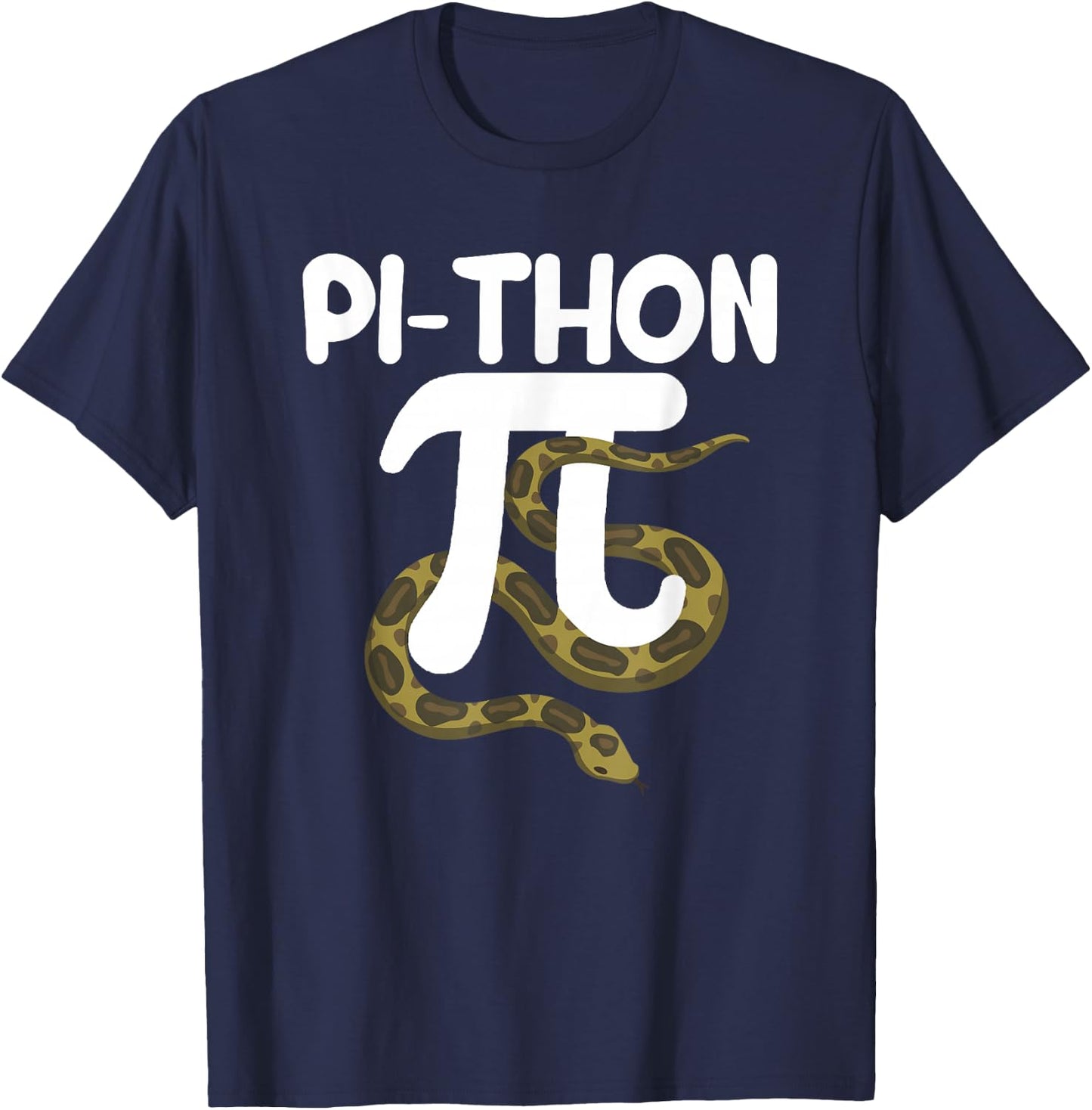 Pi-Thon Funny Pi Day Python Snake Mathematics Joke Pythons T-Shirt - T-Shirt | Navy