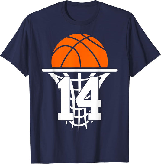 14 Years Basketball 14th Birthday T-Shirt - T-Shirt | Navy