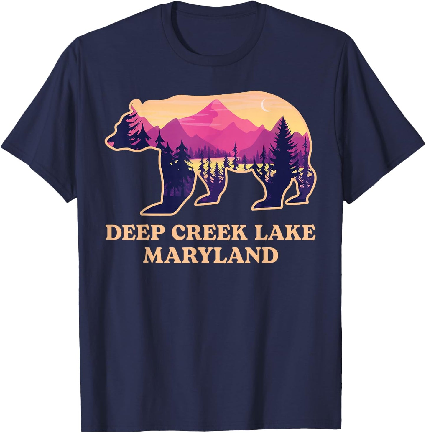 Vintage Bear Deep Creek Lake Maryland Retro Lake Souvenirs T-Shirt - T-Shirt | Navy