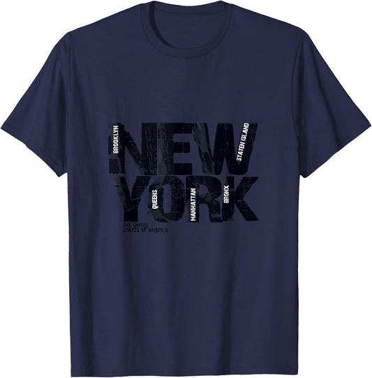 NYC - I Love New York, New York City Graphic Illustration T-Shirt - T-Shirt | Navy