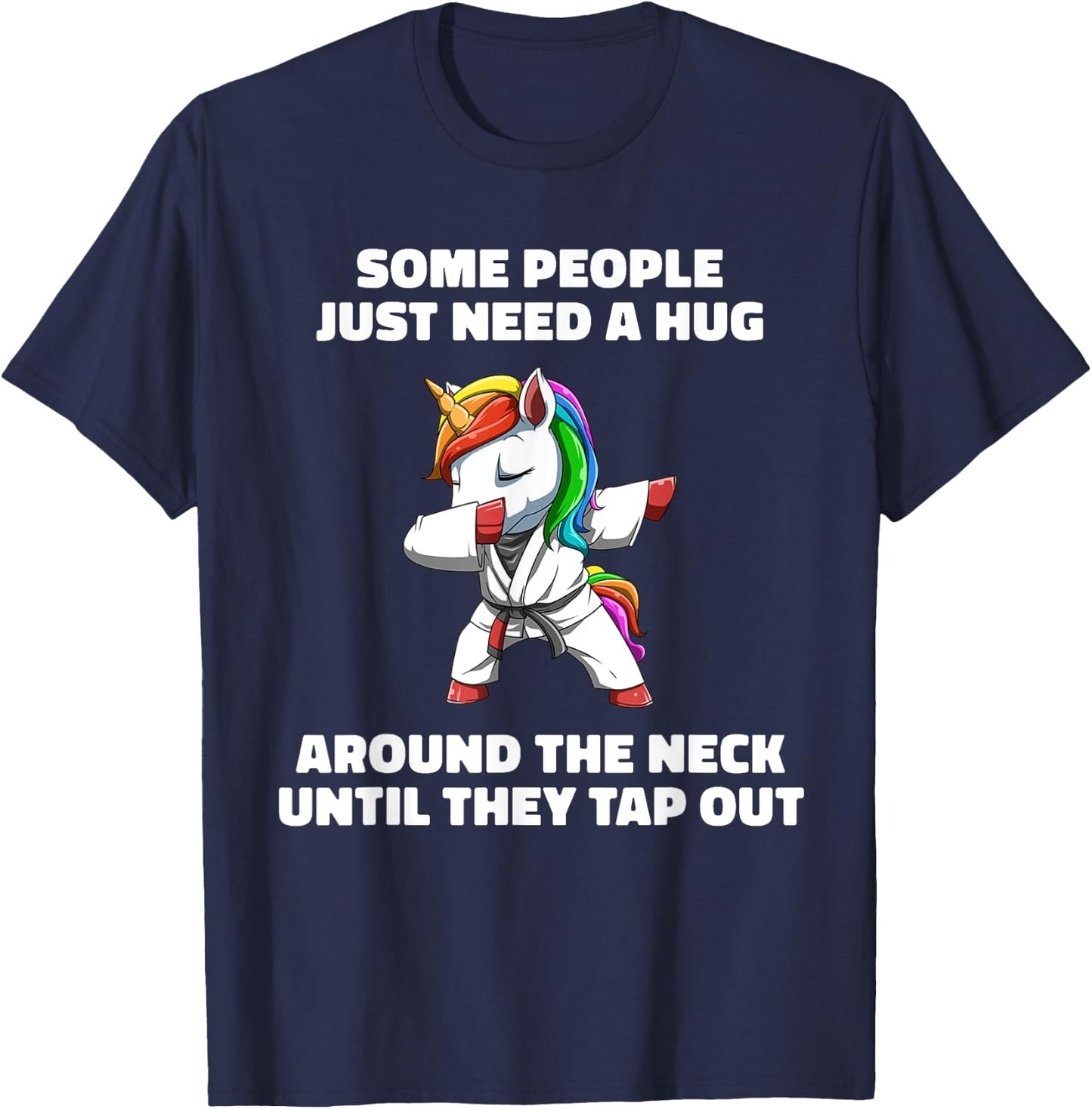 Funny Jiu Jitsu Choke Hug - Unicorn BJJ Grappling T-Shirt - T-Shirt | Navy