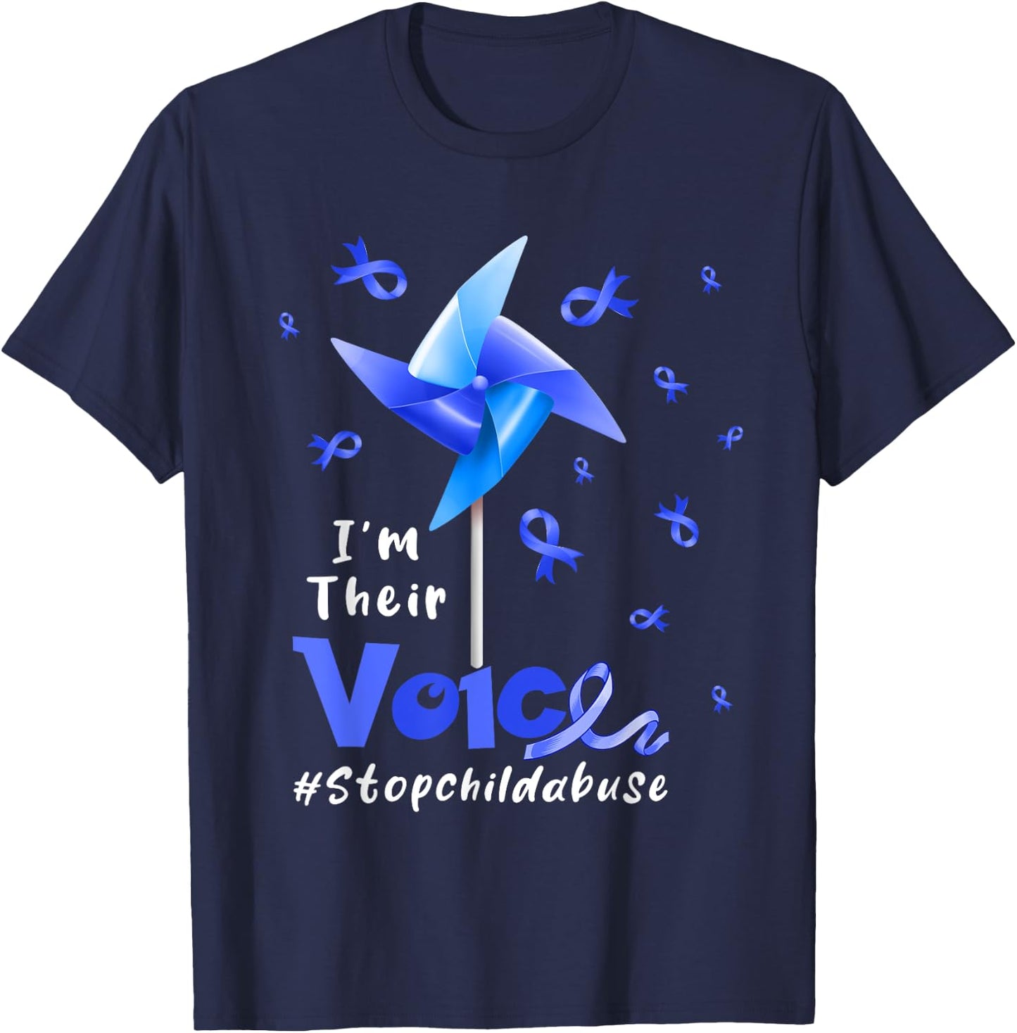 I'm Their Voice Stop Child Abuse Proud Prevention Awareness T-Shirt - T-Shirt | Navy