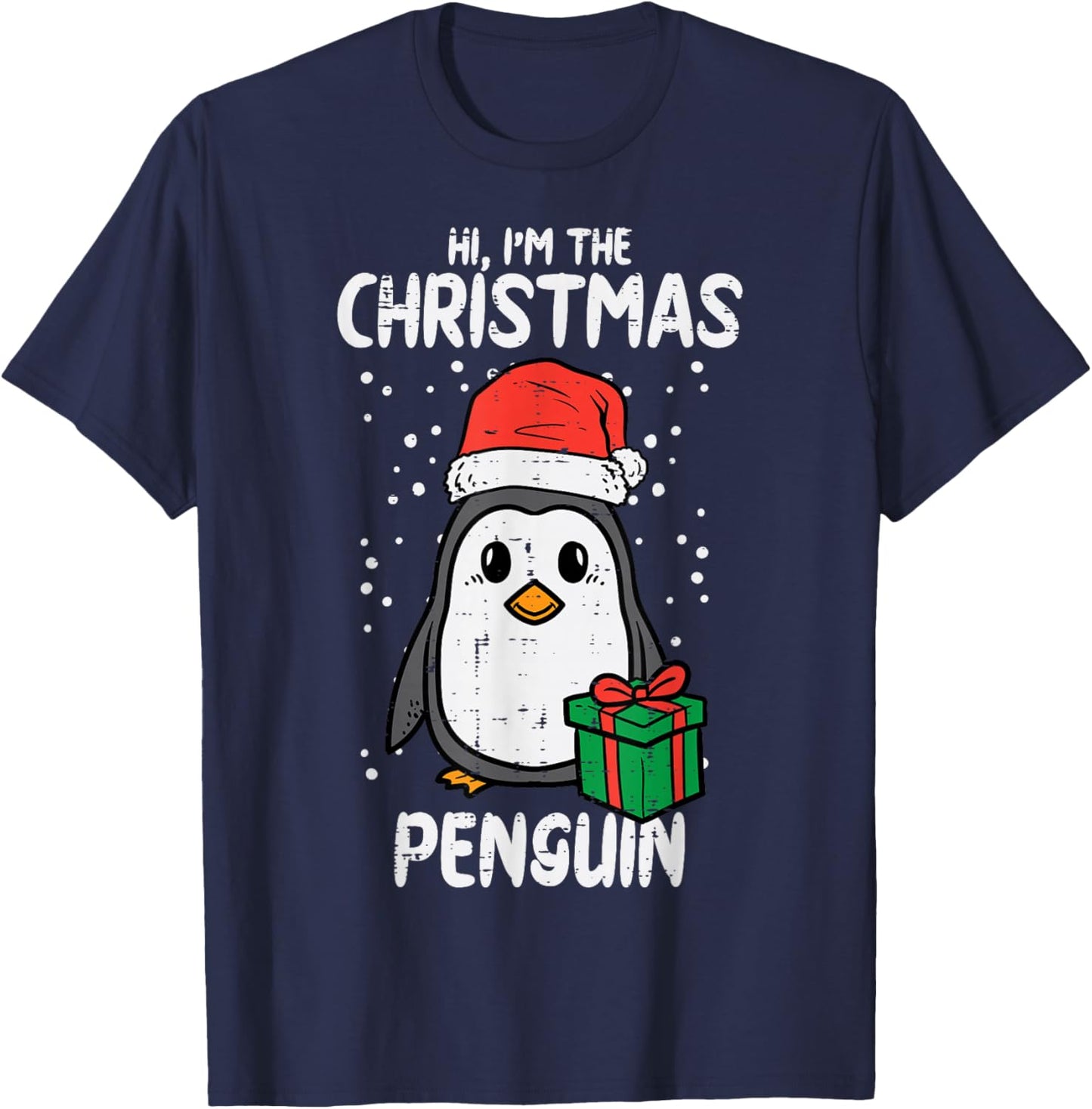 Christmas Penguin Santa Cute Xmas Men Women Boys Girls Kids T-Shirt - T-Shirt | Navy
