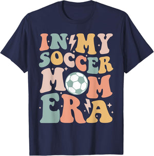 In My Soccer Mom Era Groovy Soccer Team Player Mother's Day T-Shirt - T-Shirt | Navy