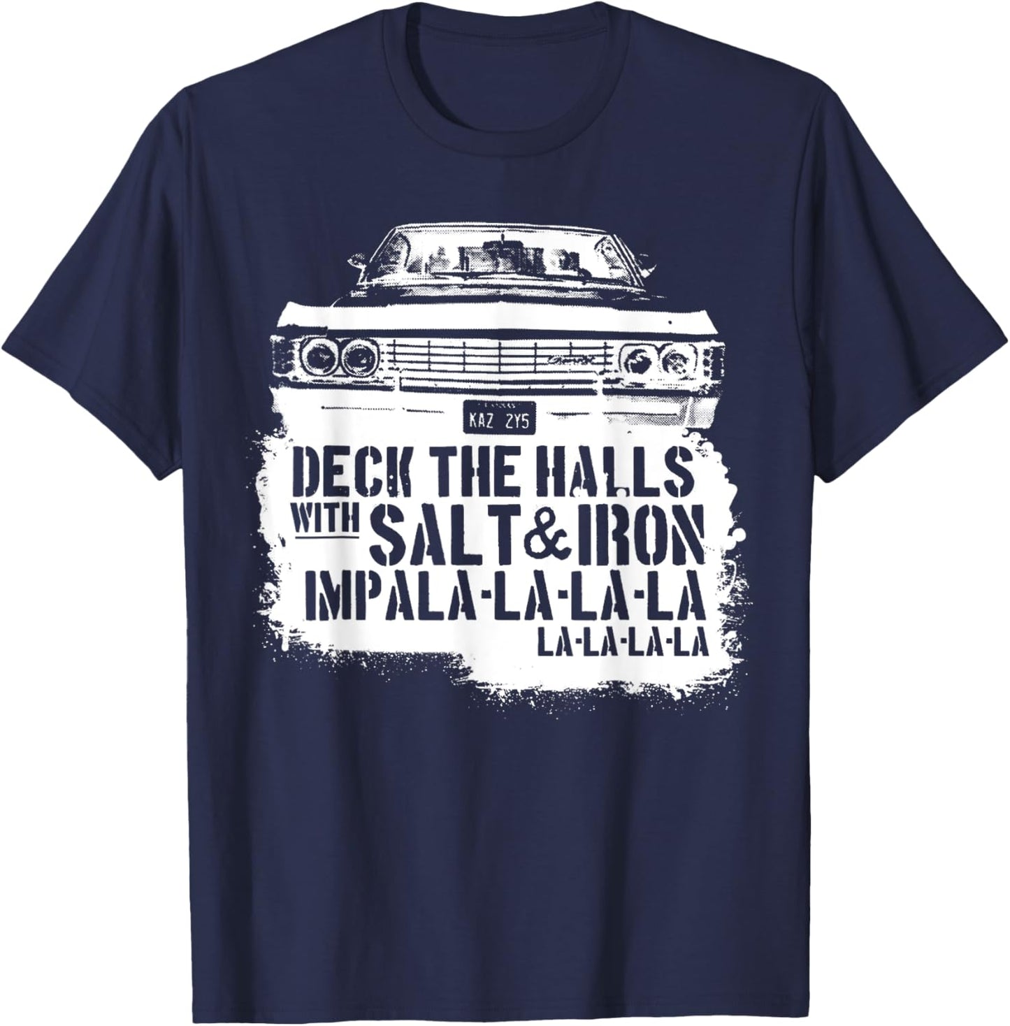 Deck Funny The Funny Halls With Salt & Iron Impala la la T-Shirt - T-Shirt | Navy