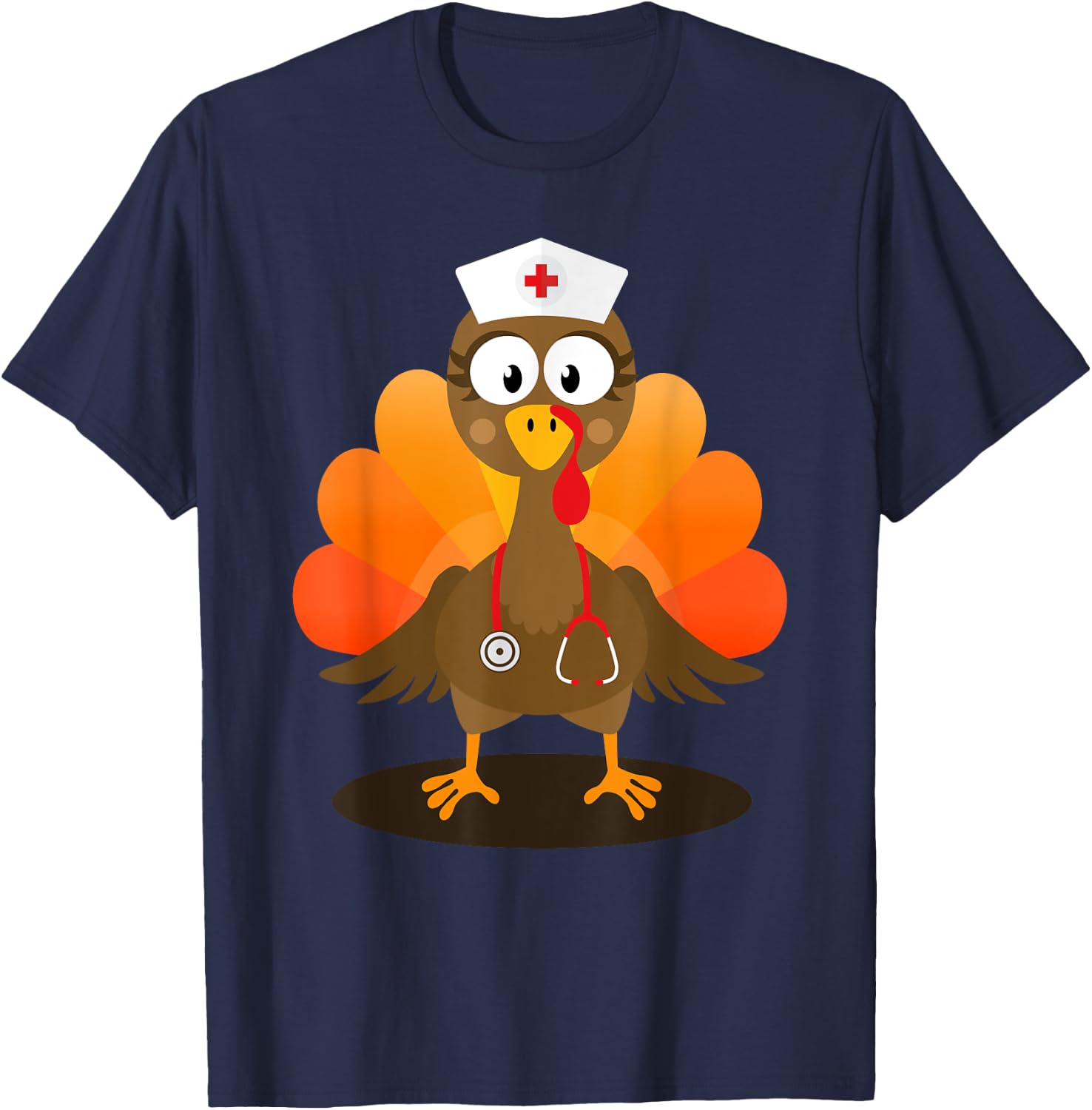 Funny nurse turkey for thanksgiving hospital nursing T-Shirt - T-Shirt | Navy