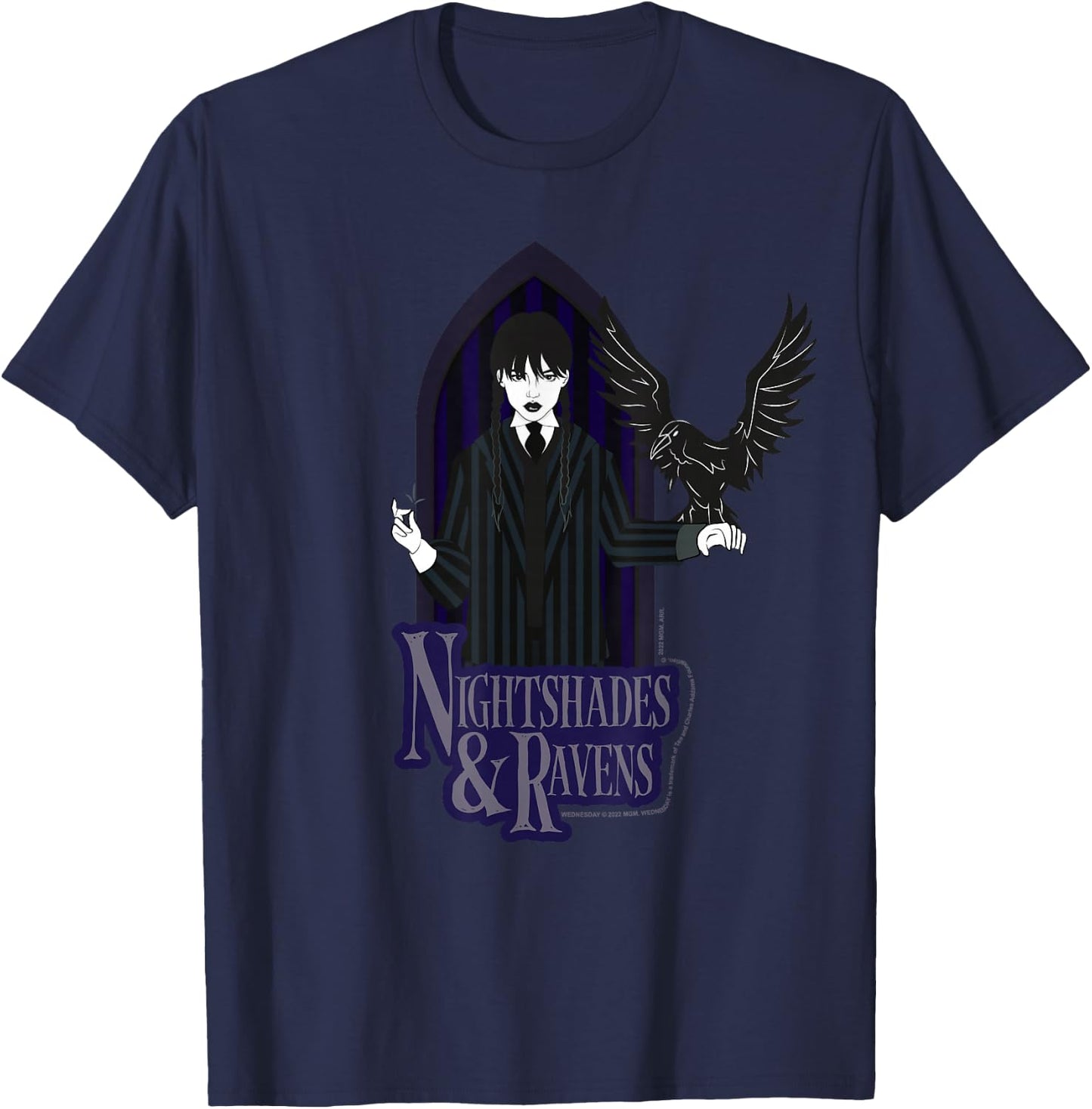 Wednesday Nightshade & Ravens Poster T-Shirt - T-Shirt | Navy