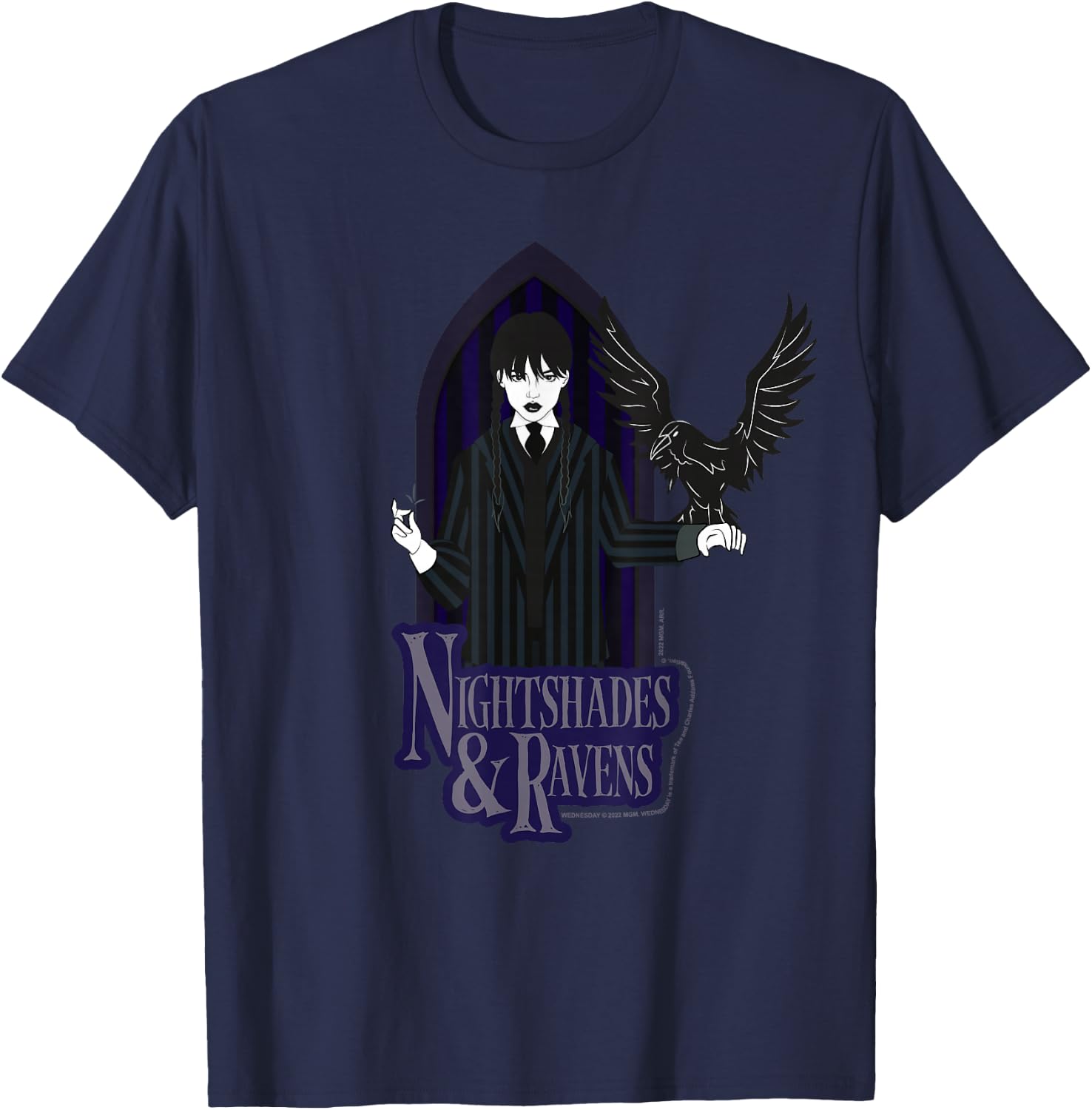 Wednesday Nightshade & Ravens Poster T-Shirt - T-Shirt | Navy
