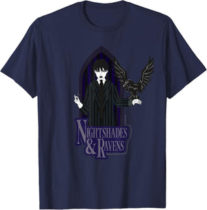 Wednesday Nightshade & Ravens Poster T-Shirt - T-Shirt | Navy