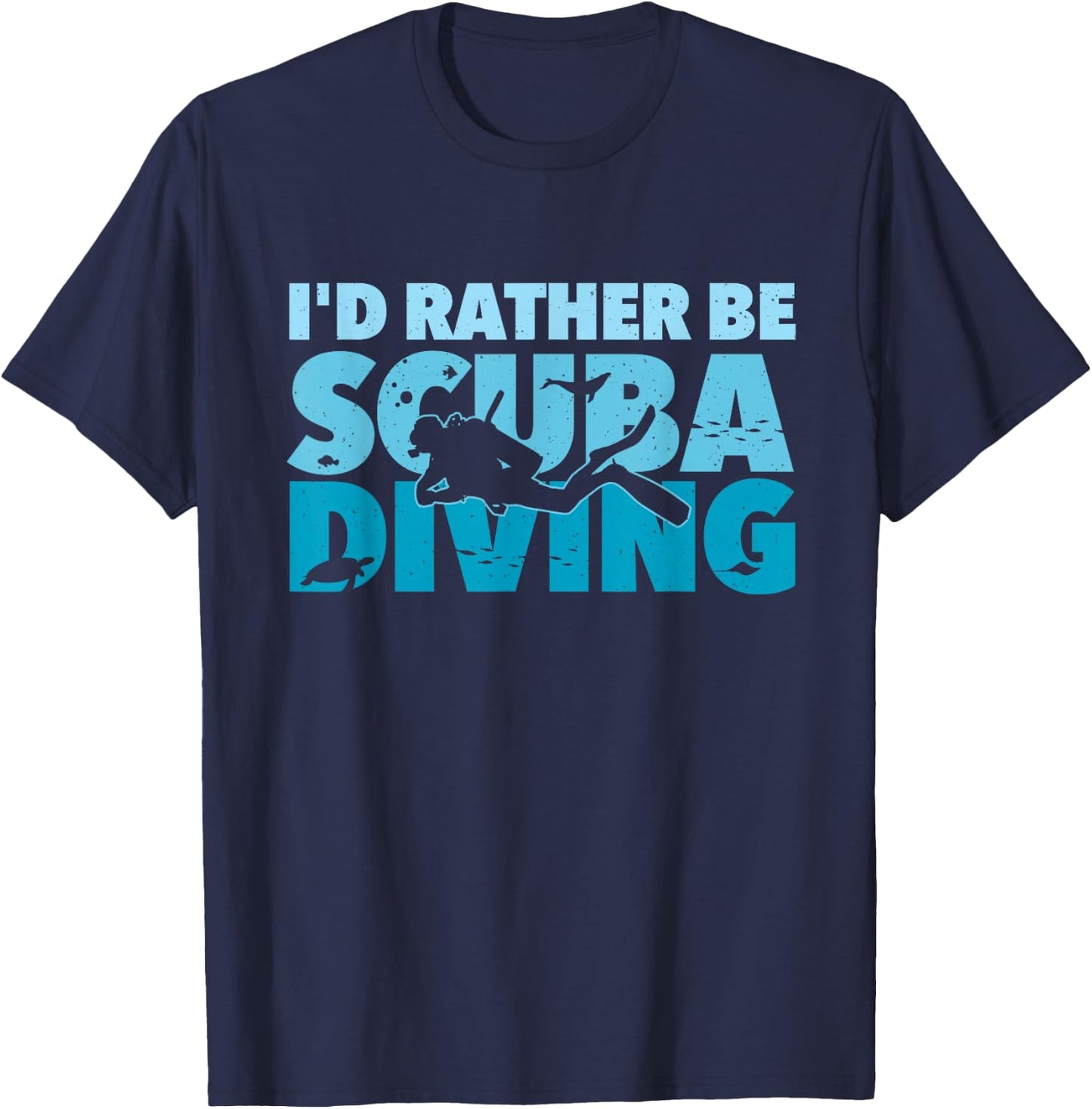 I'd Rather Be Scuba Diving - Freediving Underwater Diver T-Shirt - T-Shirt | Navy