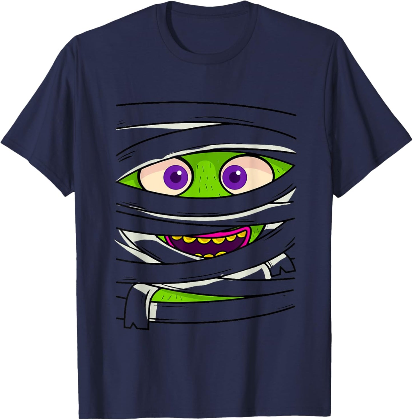 Mummy Wrap Eyes Costume Funny Scary Halloween Men Women Kids T-Shirt - T-Shirt | Navy