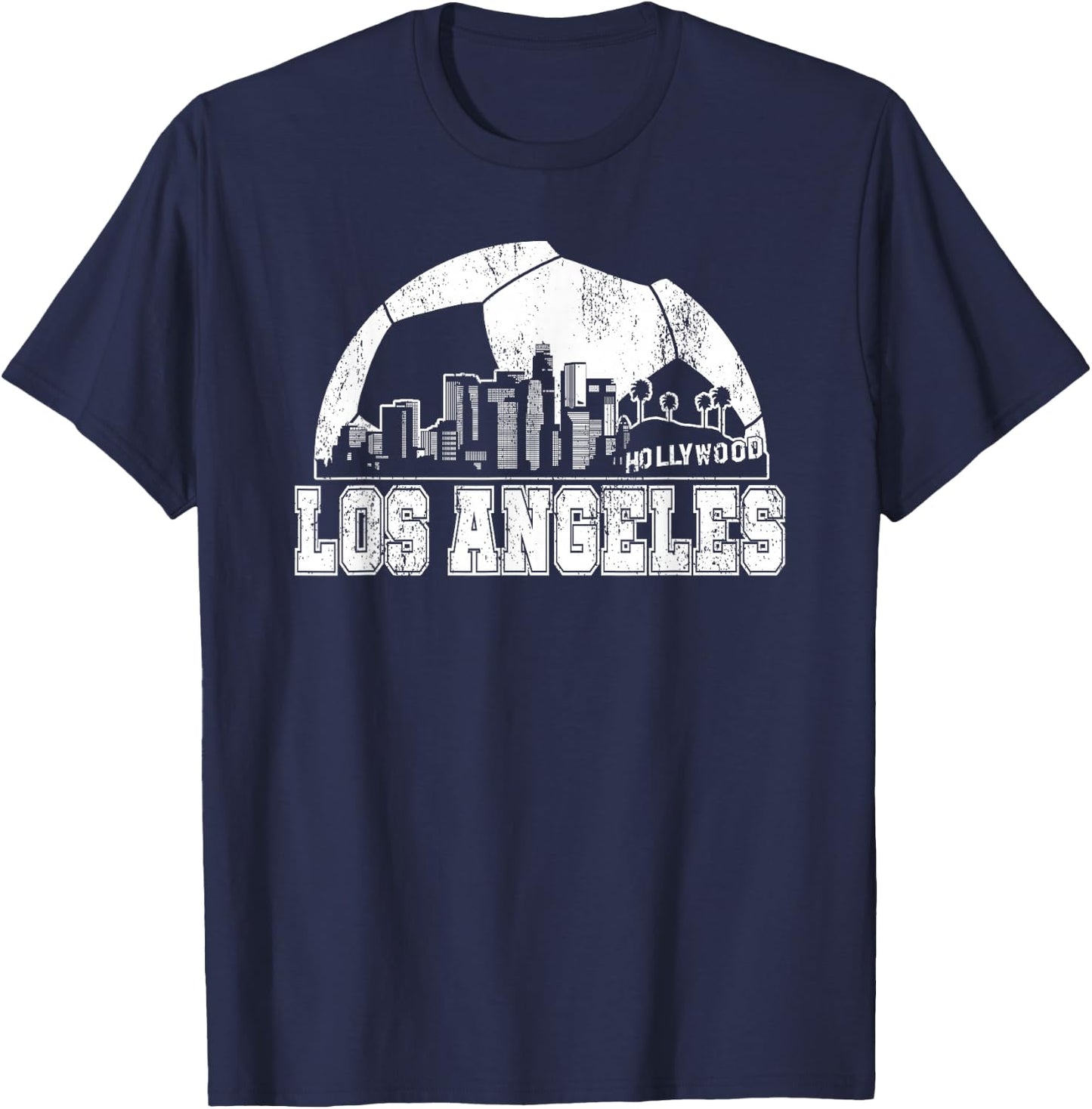 Los Angeles Skyline Soccer Lover T-Shirt - T-Shirt | Navy