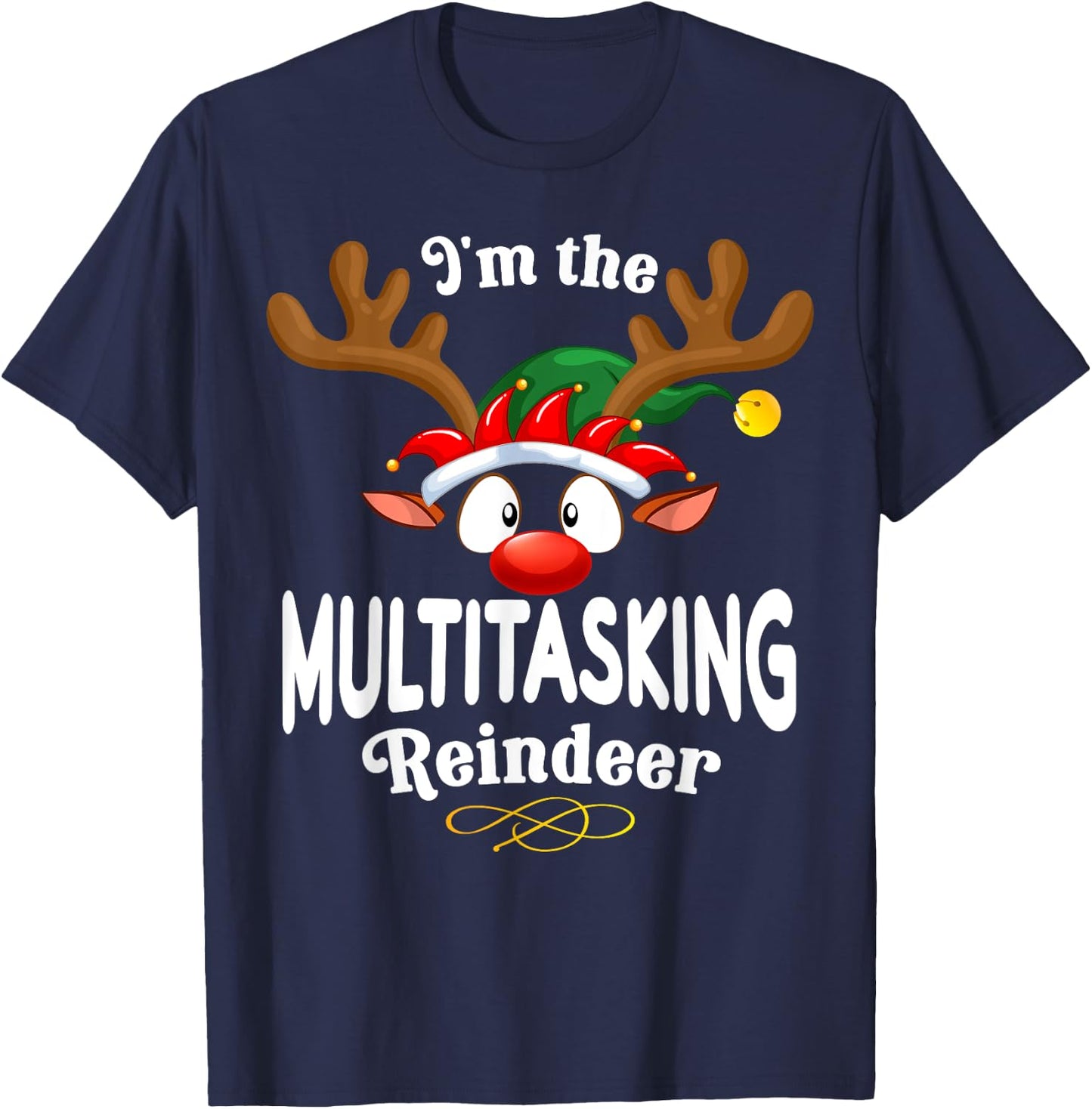 Christmas PJS Multitasking XMas Reindeer Matching T-Shirt - T-Shirt | Navy