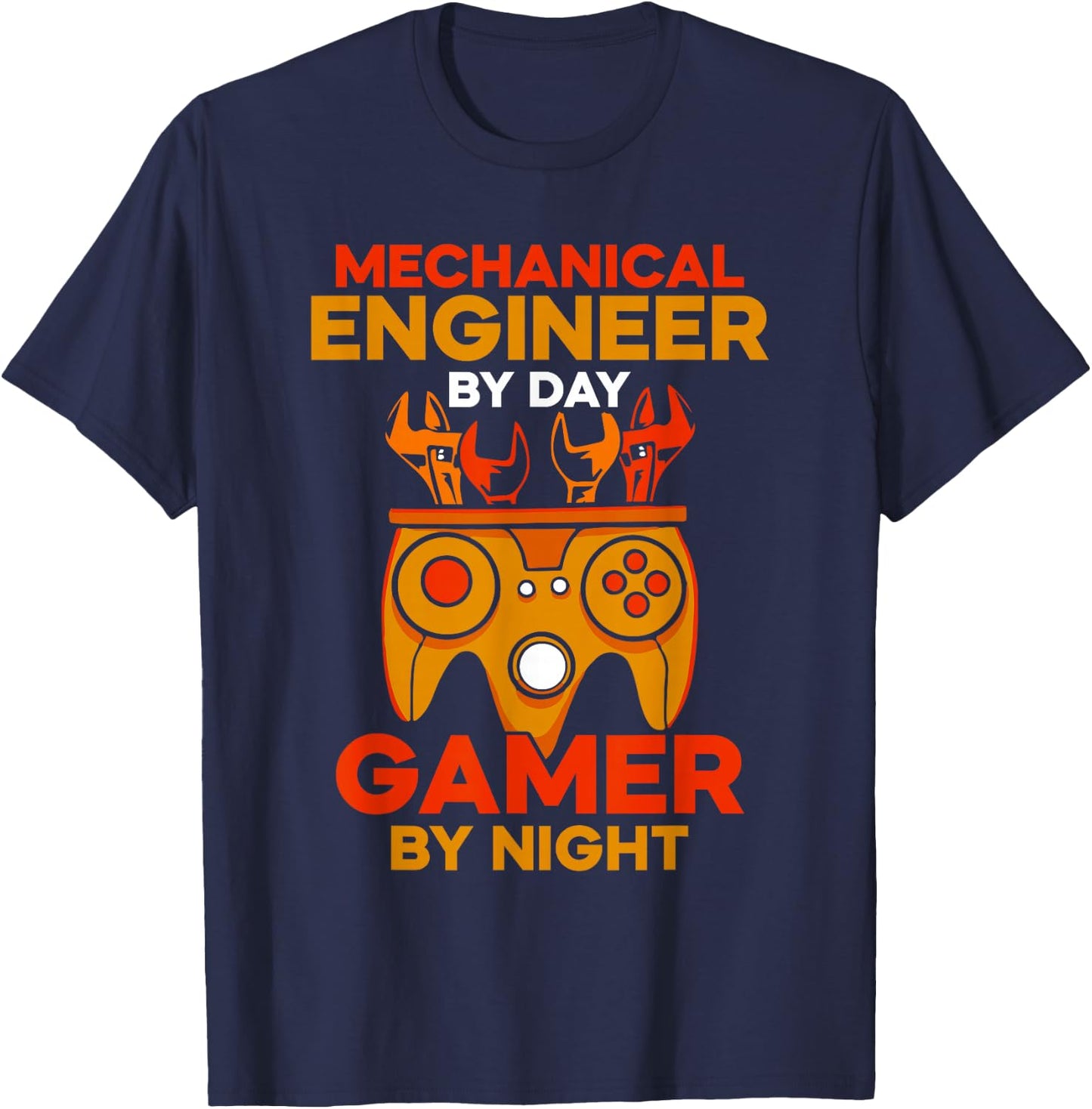 Mechanical Engineer By Day Gamer By Night Mechanical Engineering T-Shirt - T-Shirt | Navy