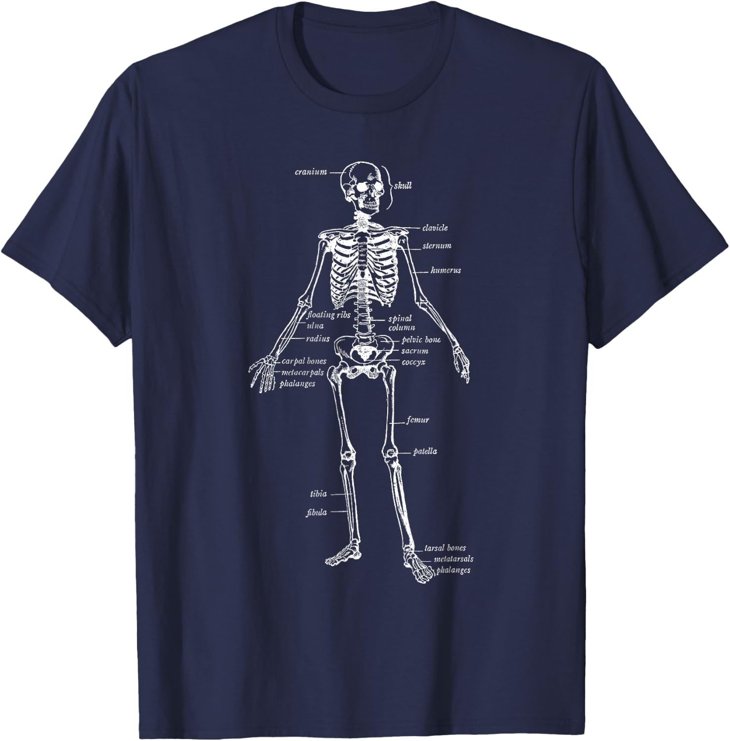 Skeleton Skeletal System Anatomy Names of Bones T-Shirt - T-Shirt | Navy