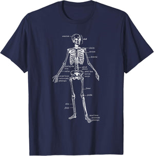 Skeleton Skeletal System Anatomy Names of Bones T-Shirt - T-Shirt | Navy