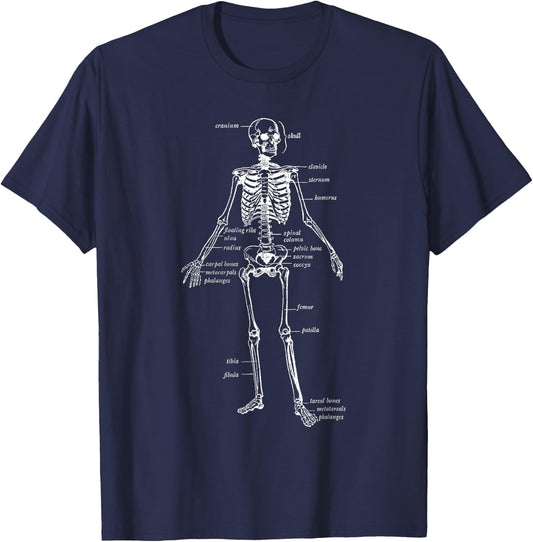 Skeleton Skeletal System Anatomy Names of Bones T-Shirt - T-Shirt | Navy