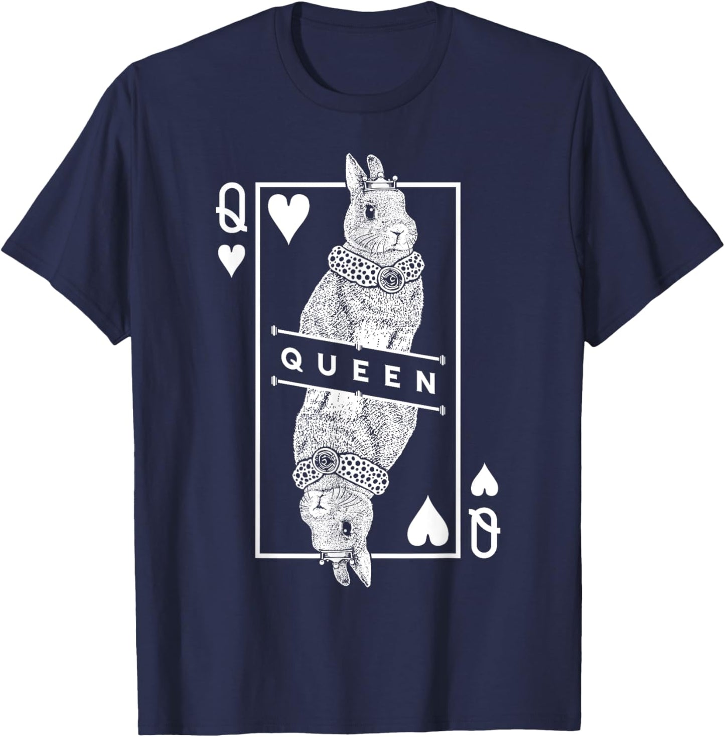 Netherland Dwarf Bunny Rabbit Queen Of Hearts Funny Pet T-Shirt - T-Shirt | Navy
