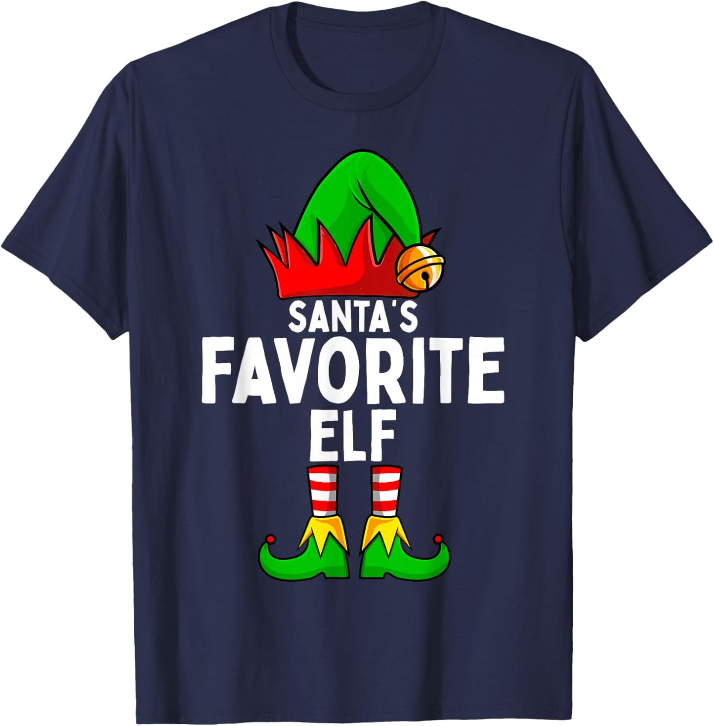 Santa's Favorite Elf Matching Family Christmas T-Shirt - T-Shirt | Navy