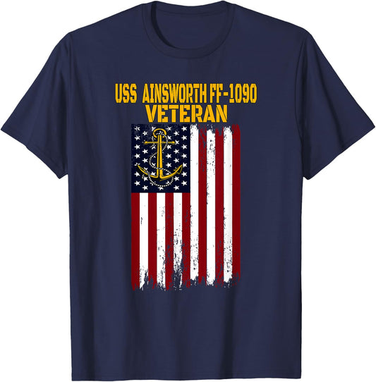 USS Ainsworth FF-1090 Frigate Veterans Day Father's Day Dad T-Shirt - T-Shirt | Navy
