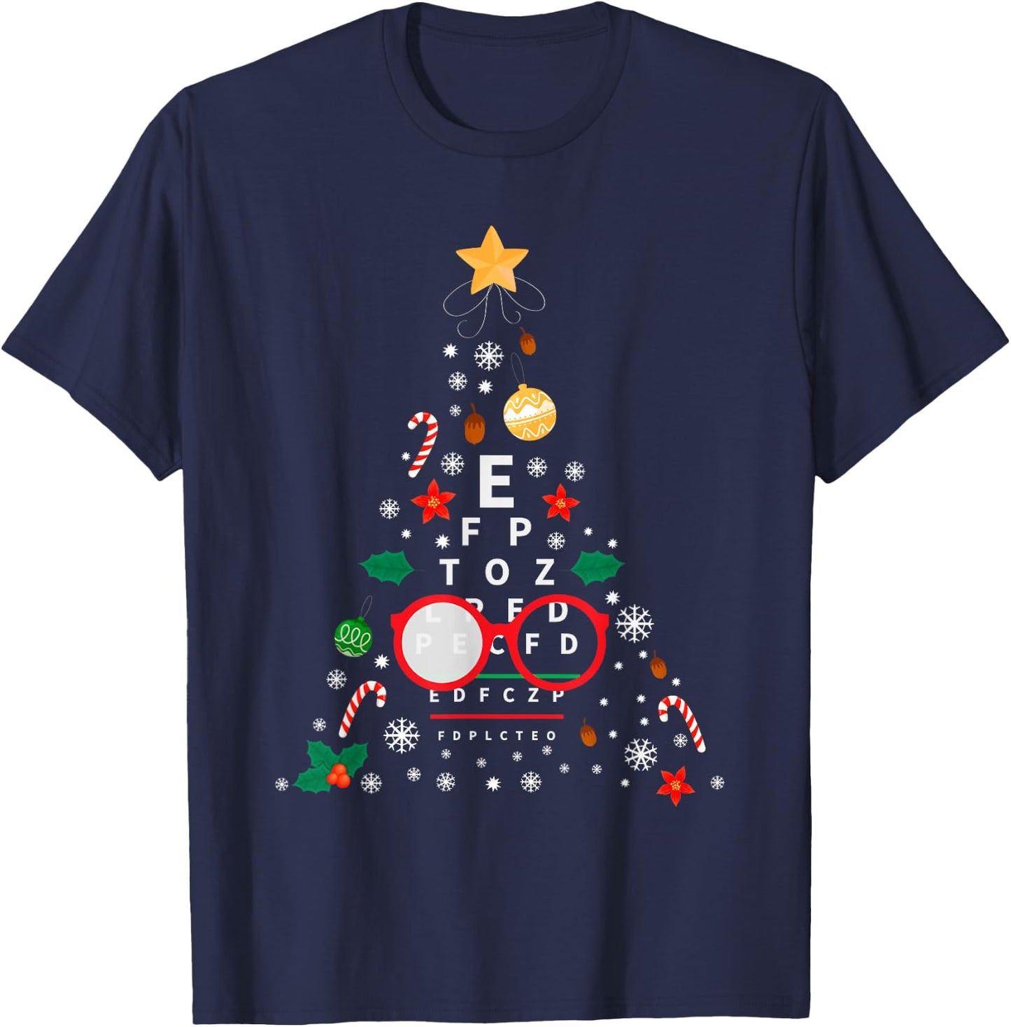 Christmas Tree Optician Optometrist | Merry Xmas New Year T-Shirt - T-Shirt | Navy