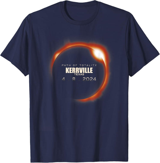 Total Solar Eclipse 2024 Kerrville Texas April 8 2024 T-Shirt - T-Shirt | Navy