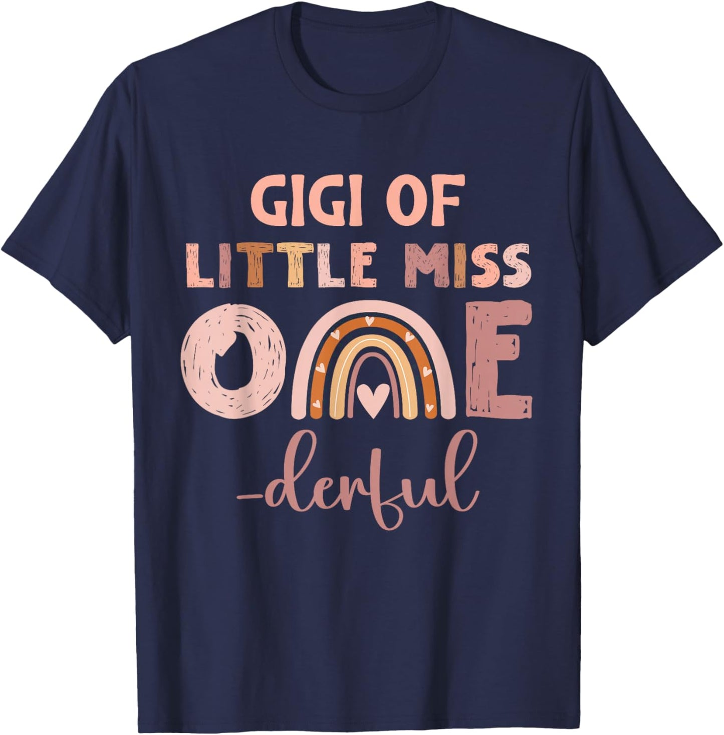 Boho Gigi of Miss Onederful 1st Birthday Girl Cute T-Shirt - T-Shirt | Navy