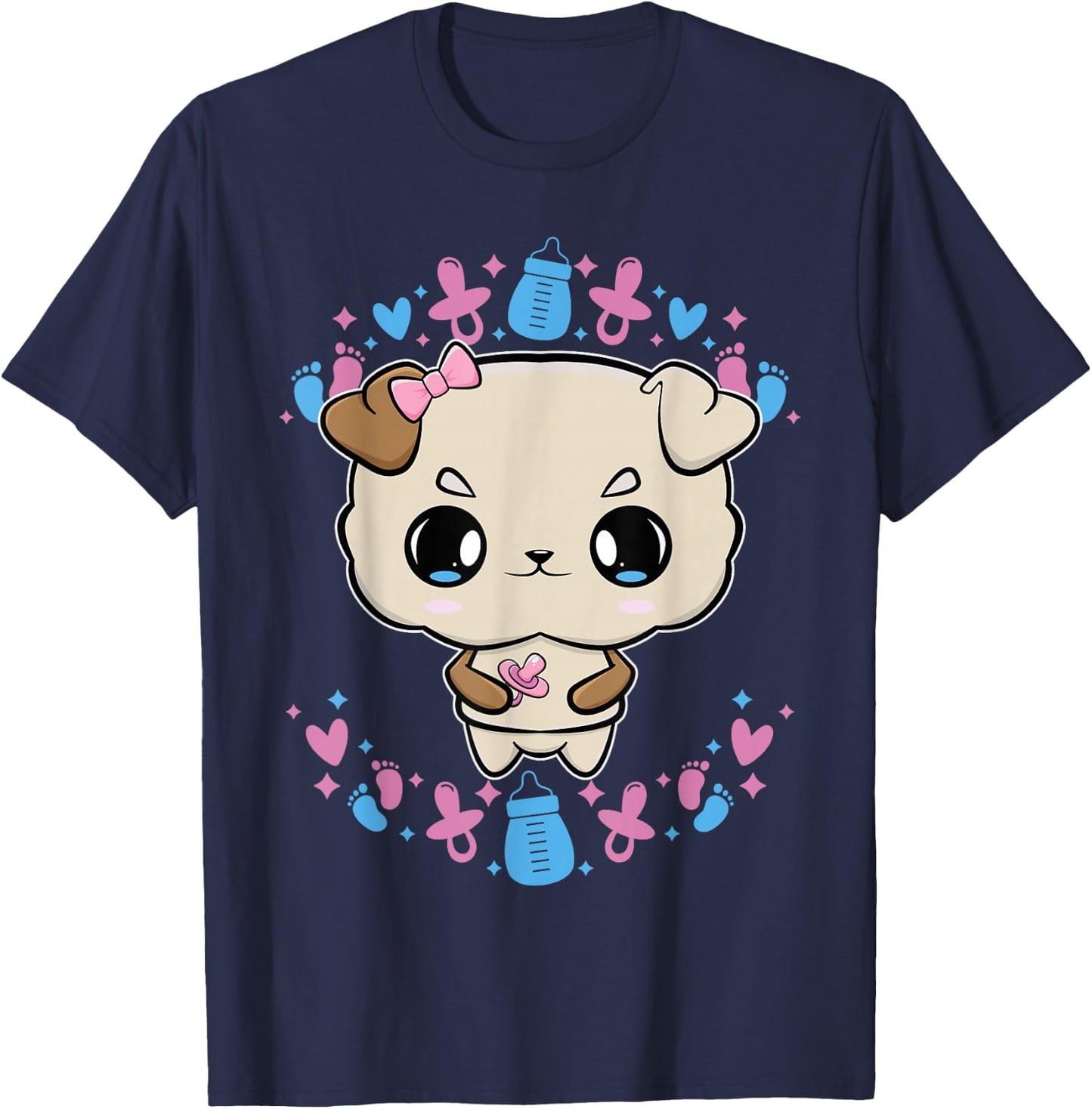 Bulldog Anime Canine Soother T-Shirt - T-Shirt | Navy