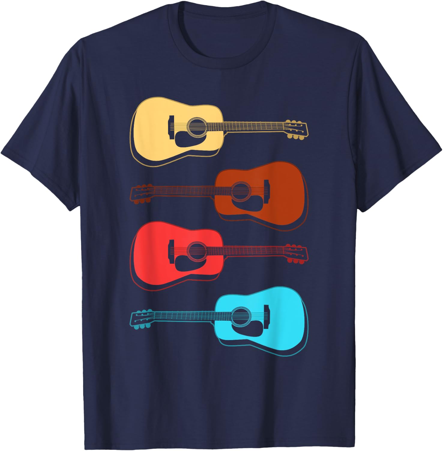 Guitar Pajamas Black Guitar -Adults Small Classic Fit Short Sleeve Modern Music T-Shirt - T-Shirt | Navy