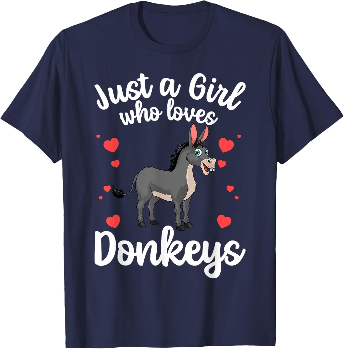 Cute Donkey Design For Girls Women Donkey Lover Foal Animal T-Shirt - T-Shirt | Navy