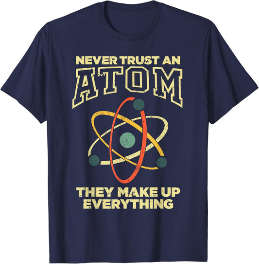 Funny Atom Art Men Women Stem Molecule Chemistry Teacher T-Shirt - T-Shirt | Navy